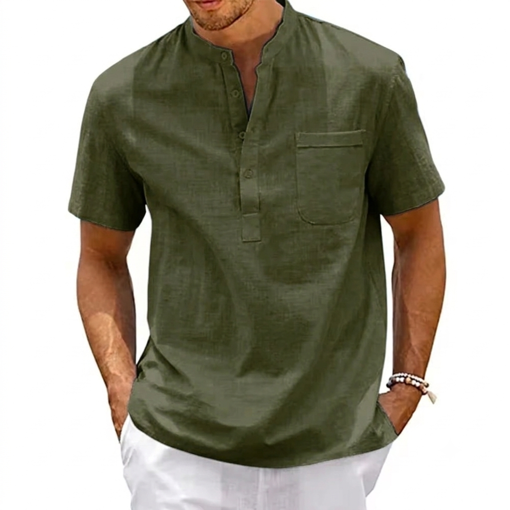 Giovani | Short Sleeve Mandarin Collar Shirt