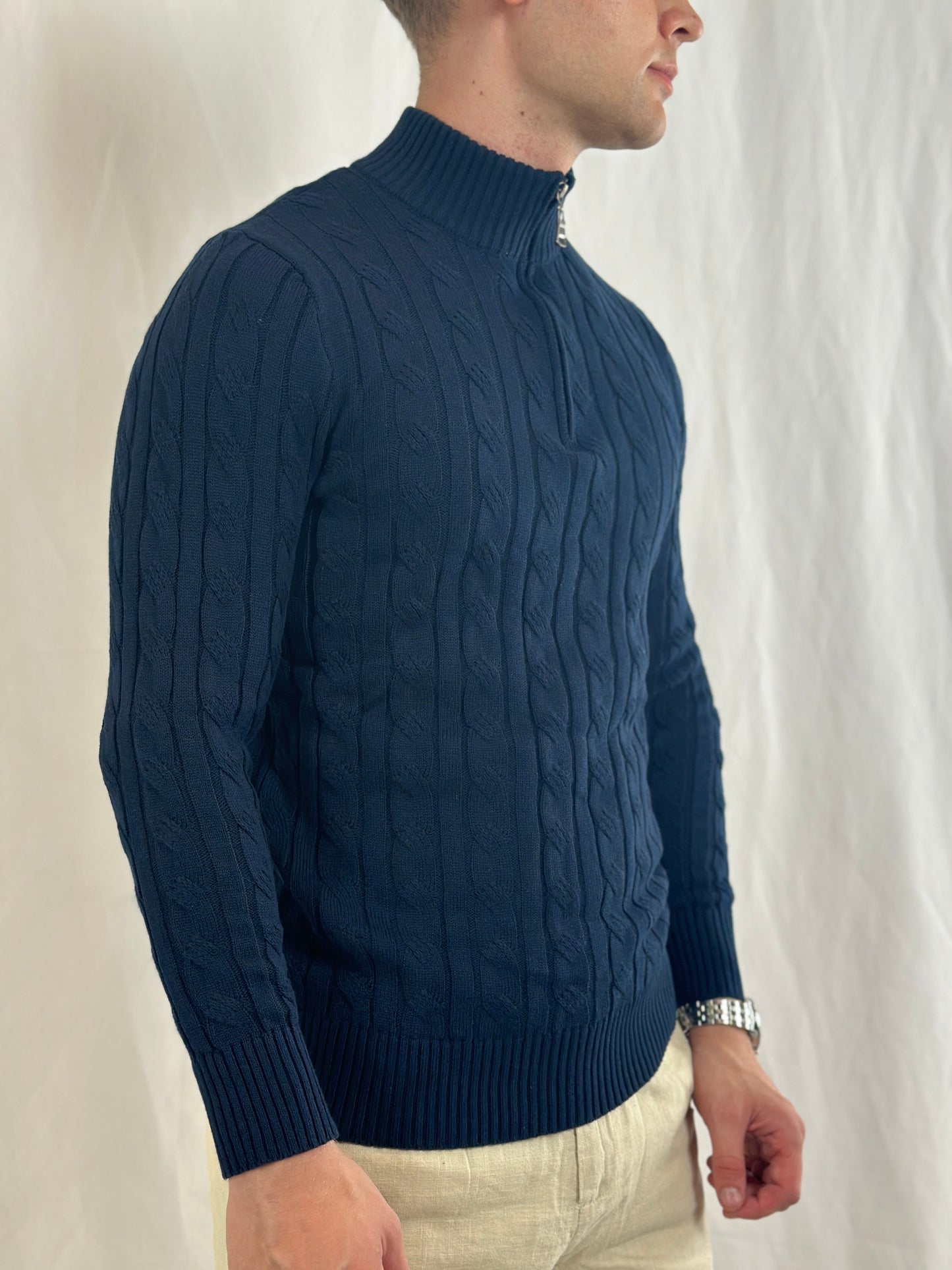 Billings | Half Zip Cable Knit Jumper