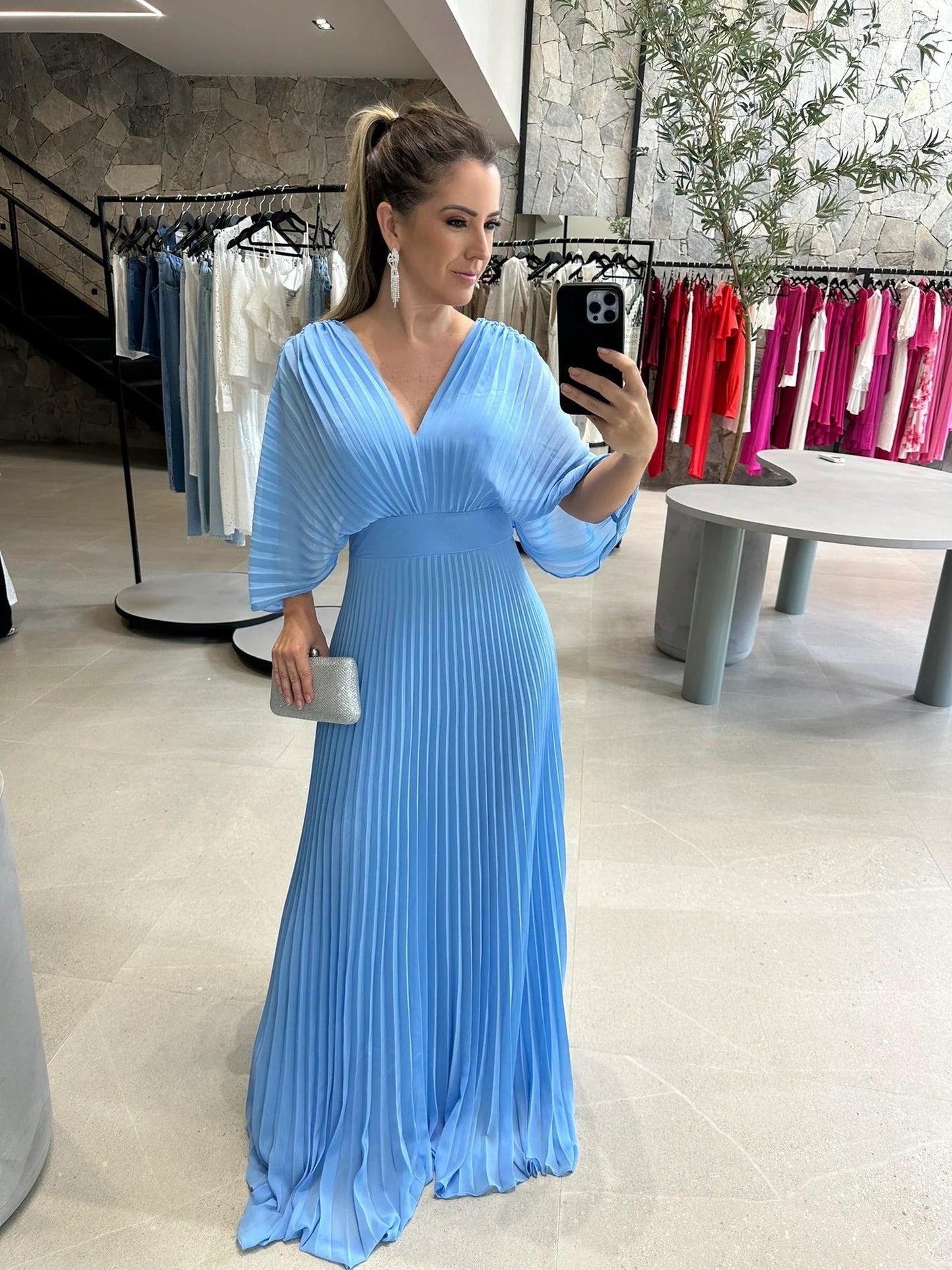 Valerija | Pleated V-Neck Wedding Guest Dress