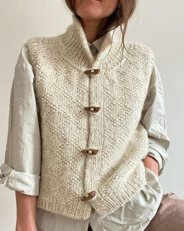 Eliane | Sleeveless Knitted Cardigan with Toggle Fastenings