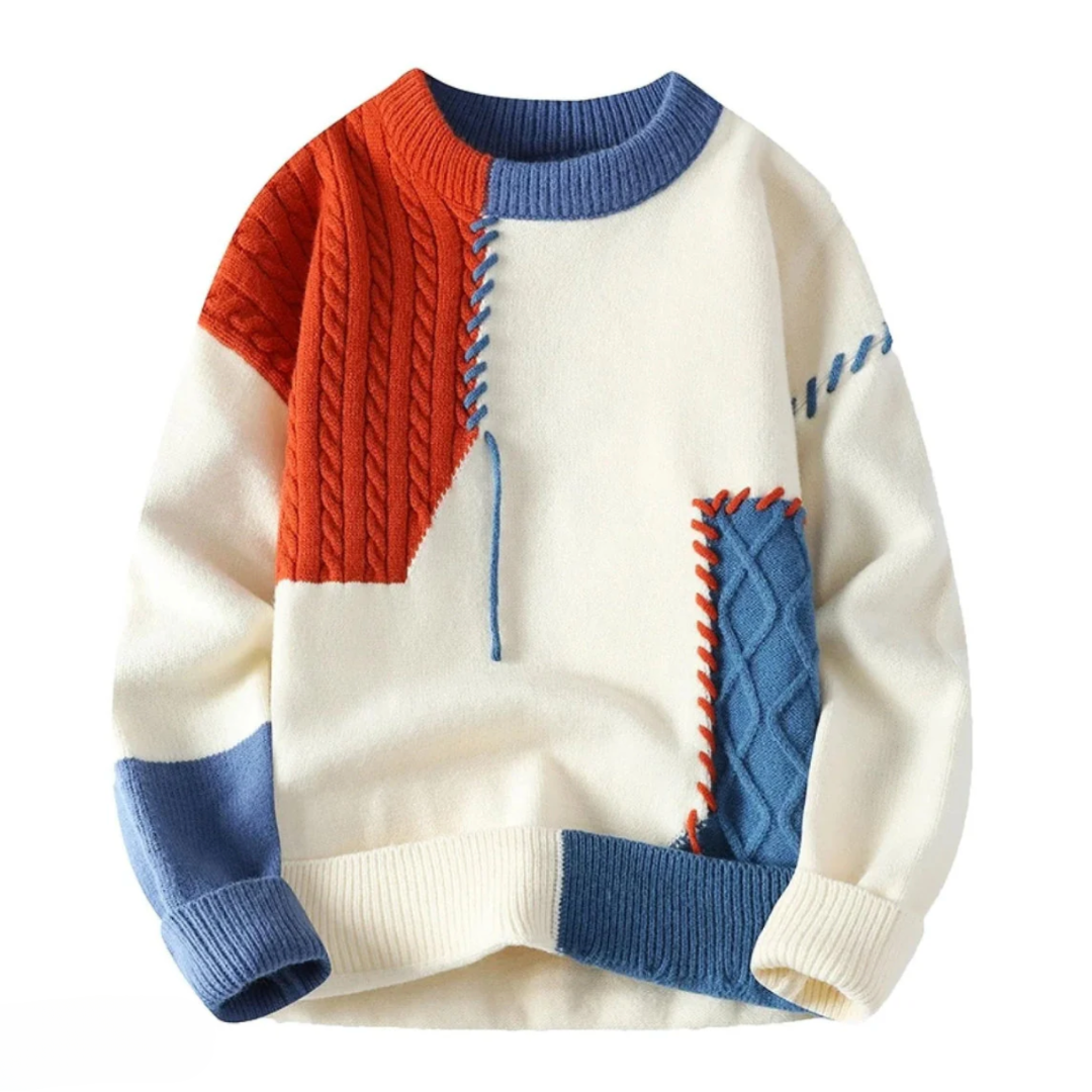 Fridolin | Sweater with Colour Block Patchwork Knit