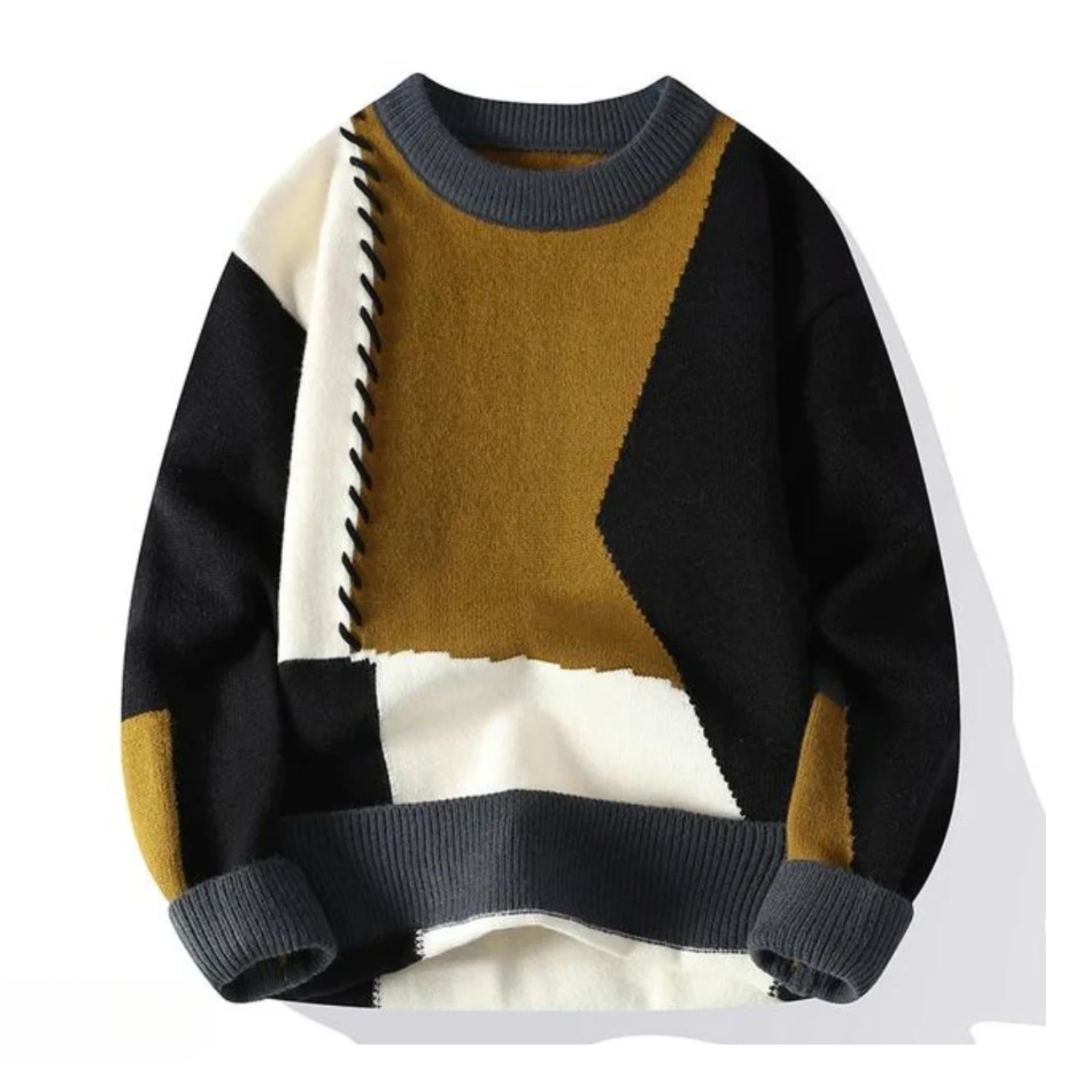 Fridolin | Sweater with Colour Block Patchwork Knit