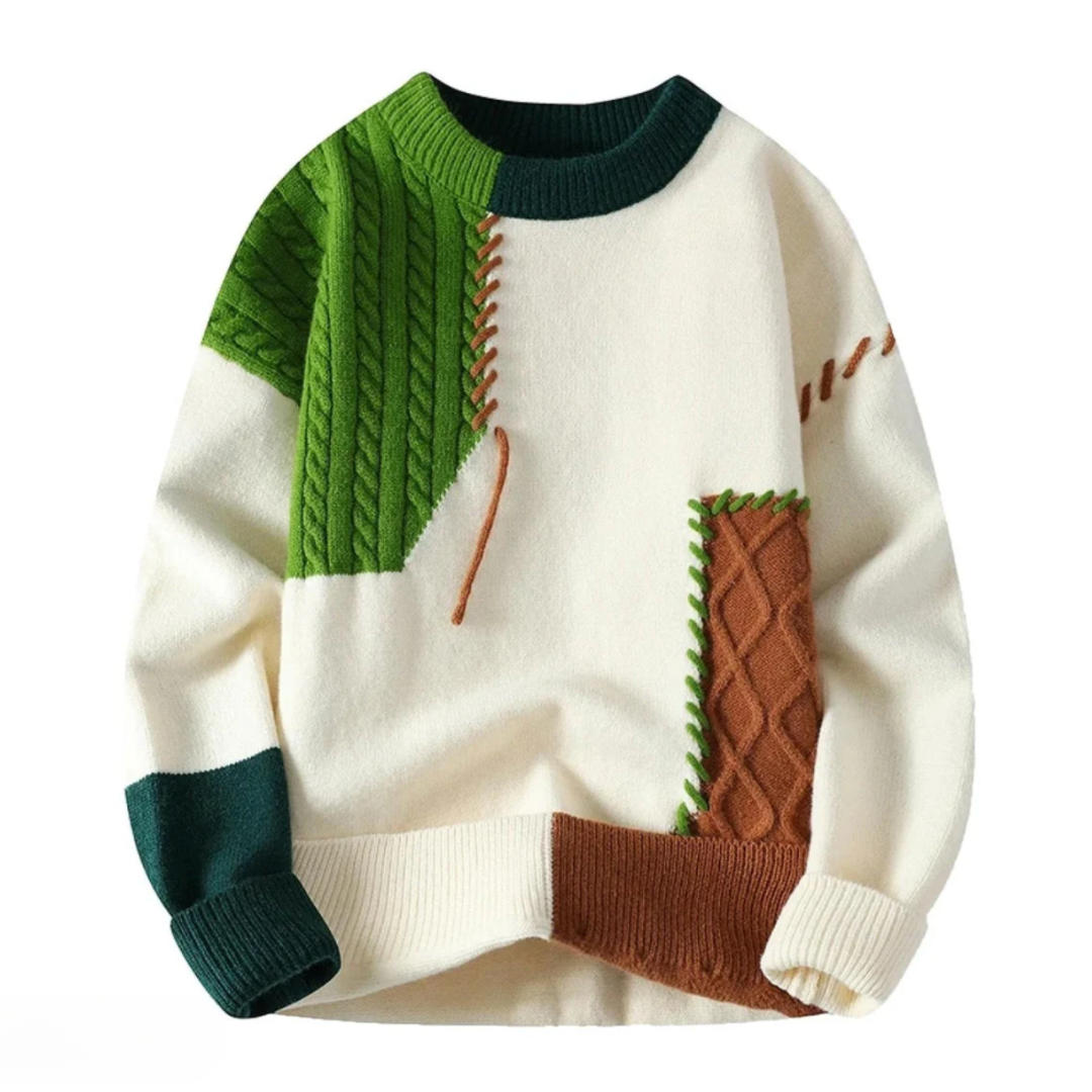 Fridolin | Sweater with Colour Block Patchwork Knit