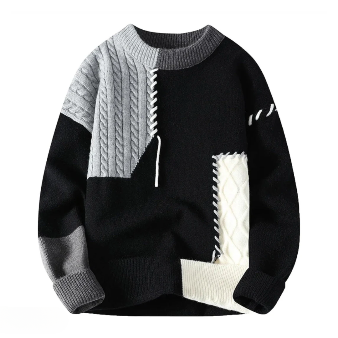 Fridolin | Sweater with Colour Block Patchwork Knit