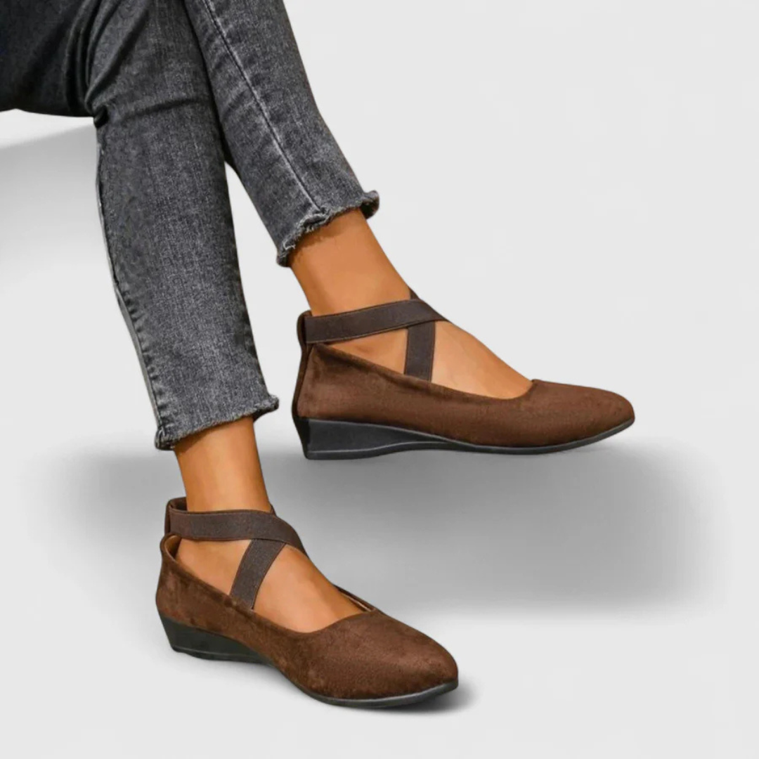 Dalida | Cross Strap Wedge Ballet Shoes