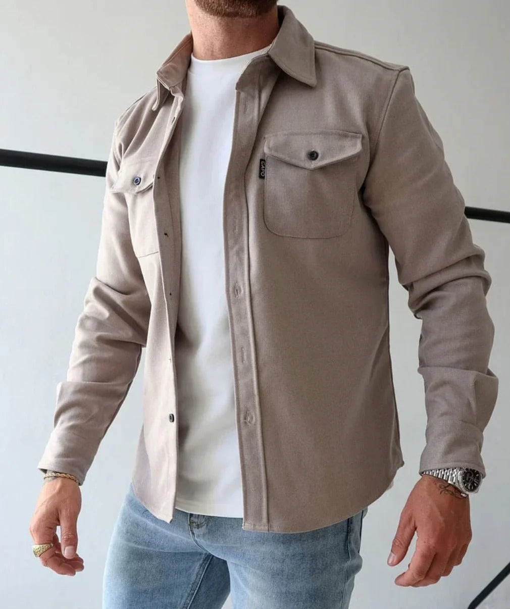 Benton | Long Sleeve Button-Up Double-Pocket Utility Overshirt