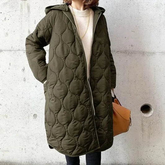 Rina | Hooded Quilted Longline Parka Coat