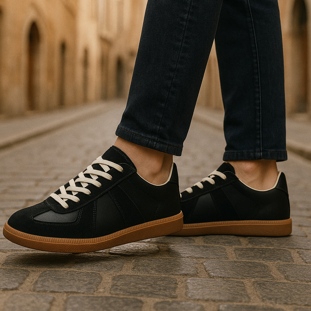 Andrzej | Lace Up Low Top Trainers with Brown Soles