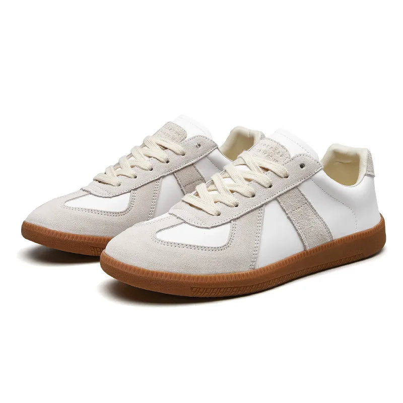 Andrzej | Lace Up Low Top Trainers with Brown Soles