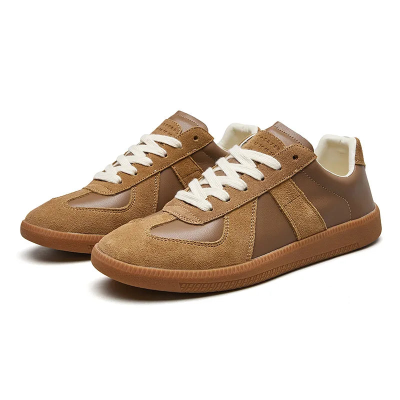 Andrzej | Lace Up Low Top Trainers with Brown Soles