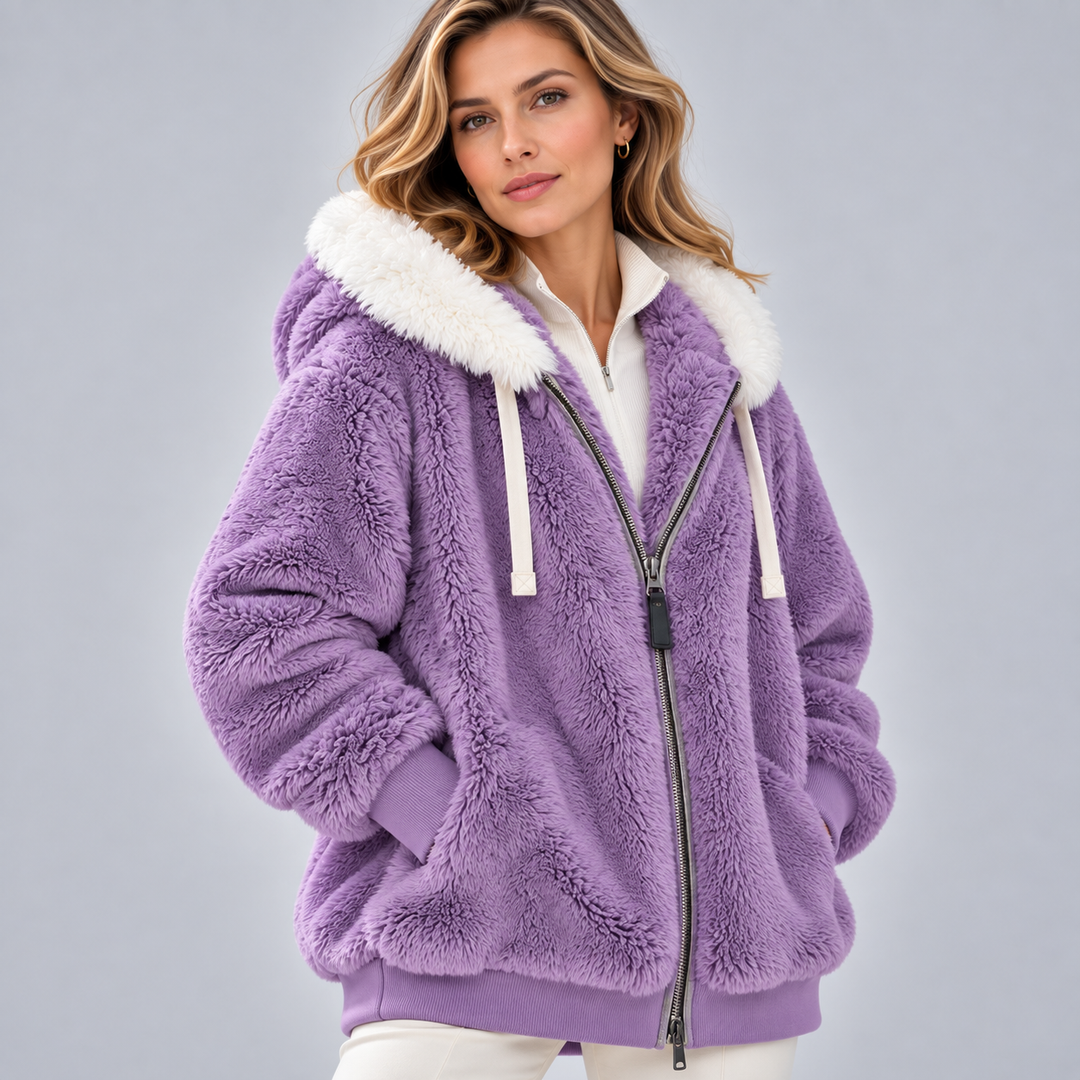 Mafalda | Hooded Plush Jacket with Zipper