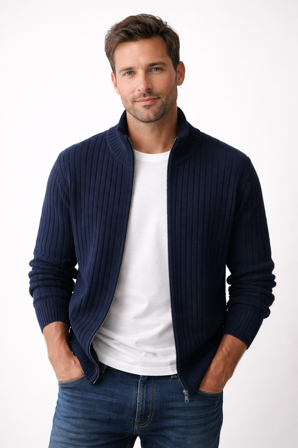 Danial | Long Sleeve Ribbed Knit Cardigan