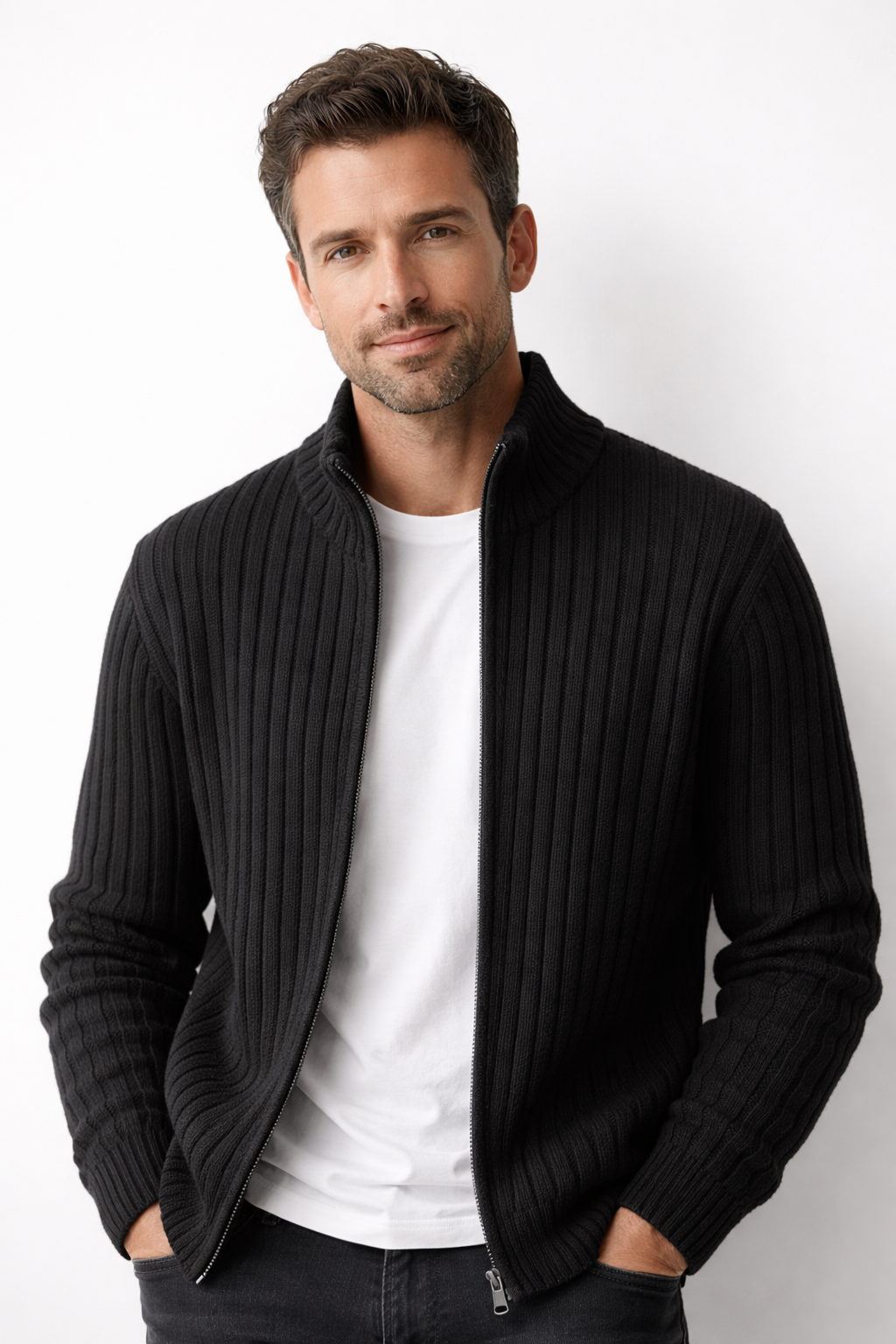Danial | Long Sleeve Ribbed Knit Cardigan