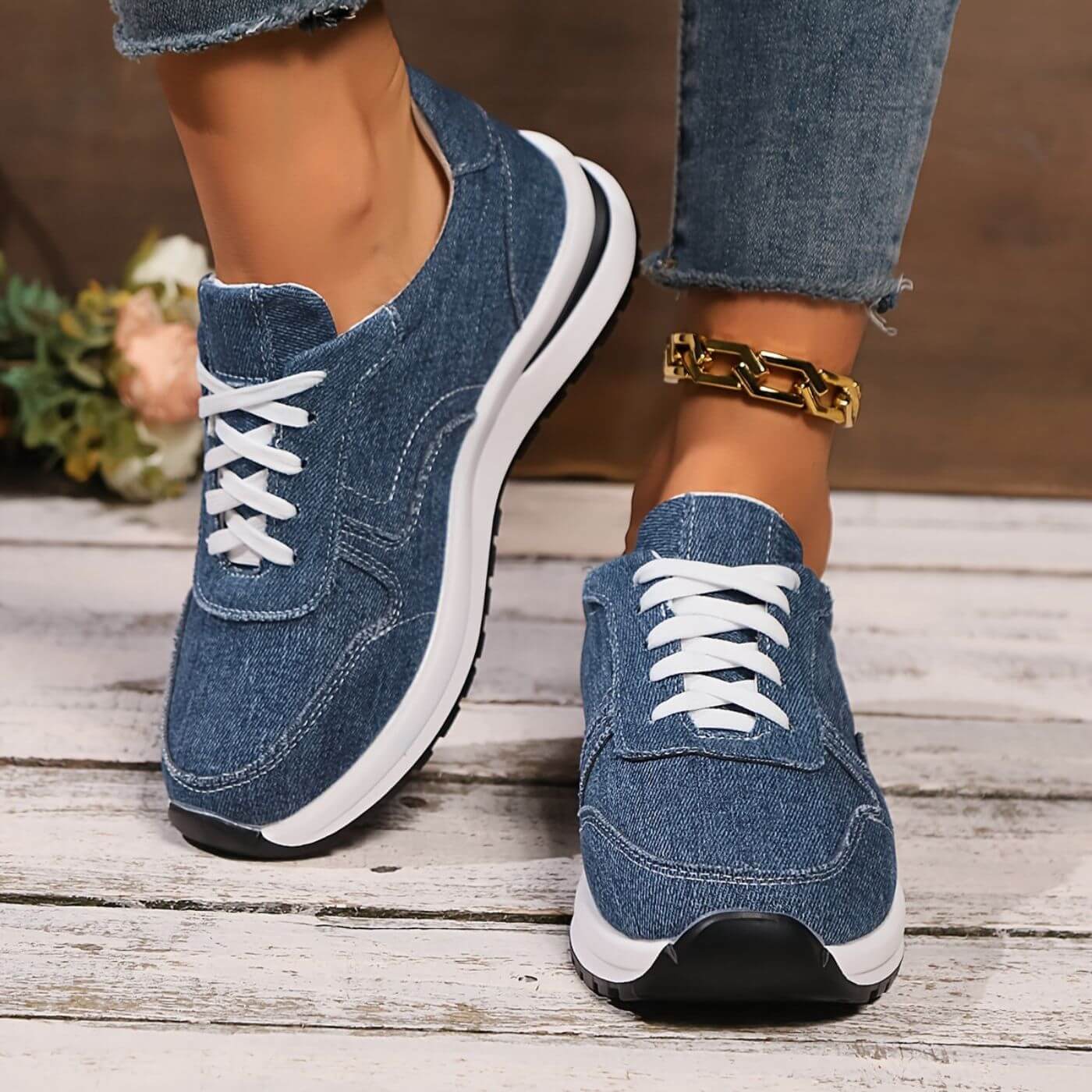 Estela | Denim Style Lace Up Trainers