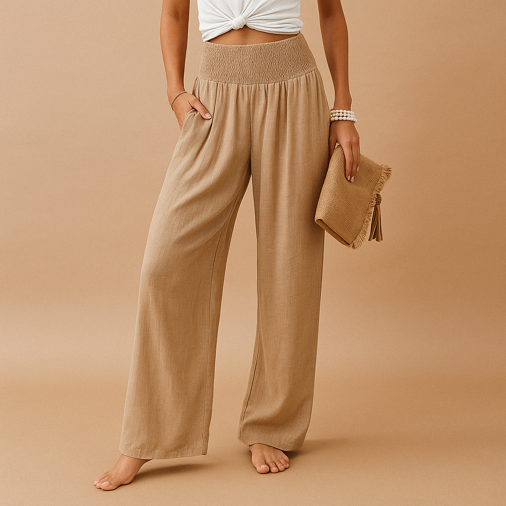 Christine | Wide Leg Trousers with Elastic Waist