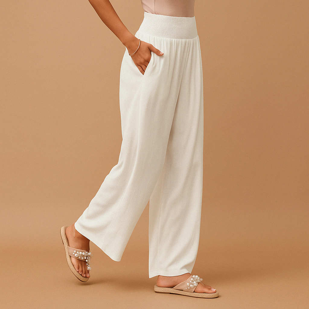 Christine | Wide Leg Trousers with Elastic Waist