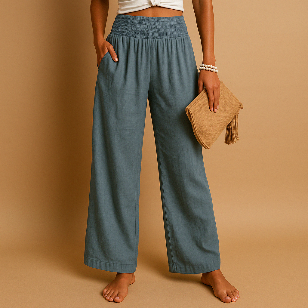 Christine | Wide Leg Trousers with Elastic Waist