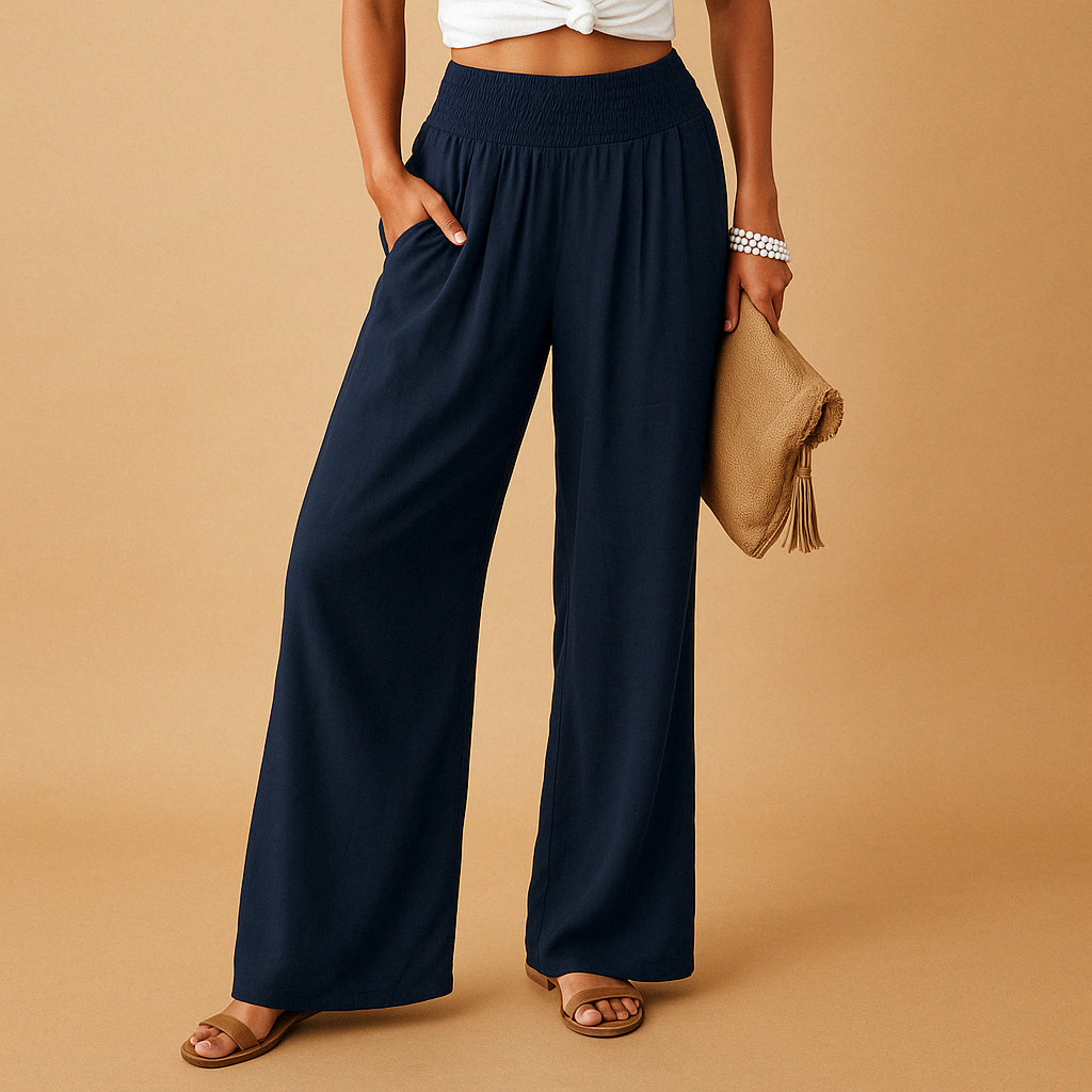 Christine | Wide Leg Trousers with Elastic Waist