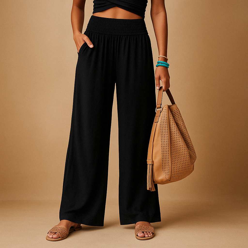 Christine | Wide Leg Trousers with Elastic Waist