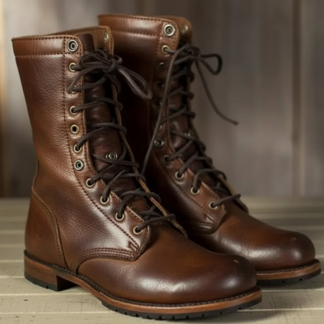Leon | Mid-Calf Lace-Up Boots with Rounded Toe