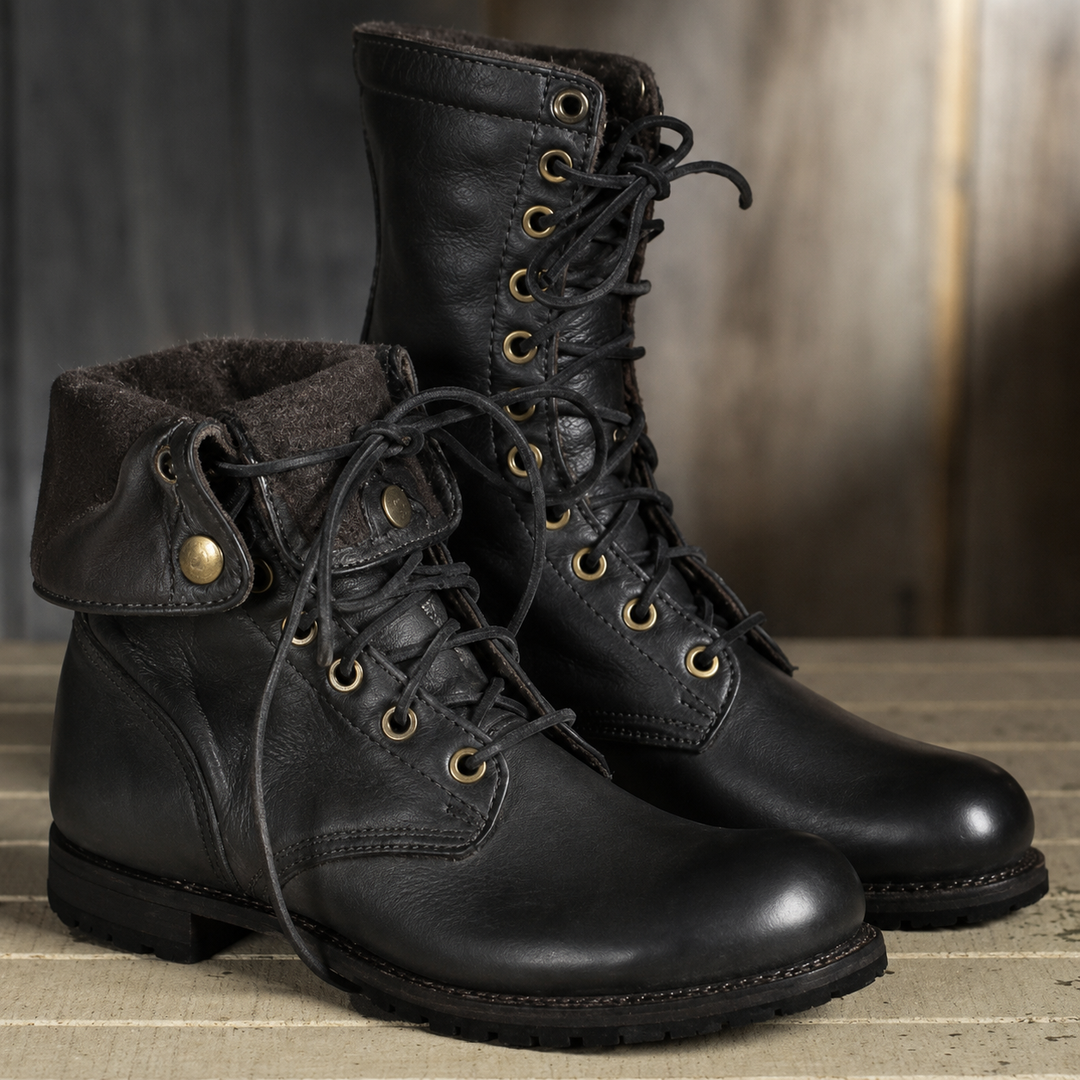 Leon | Mid-Calf Lace-Up Boots with Rounded Toe
