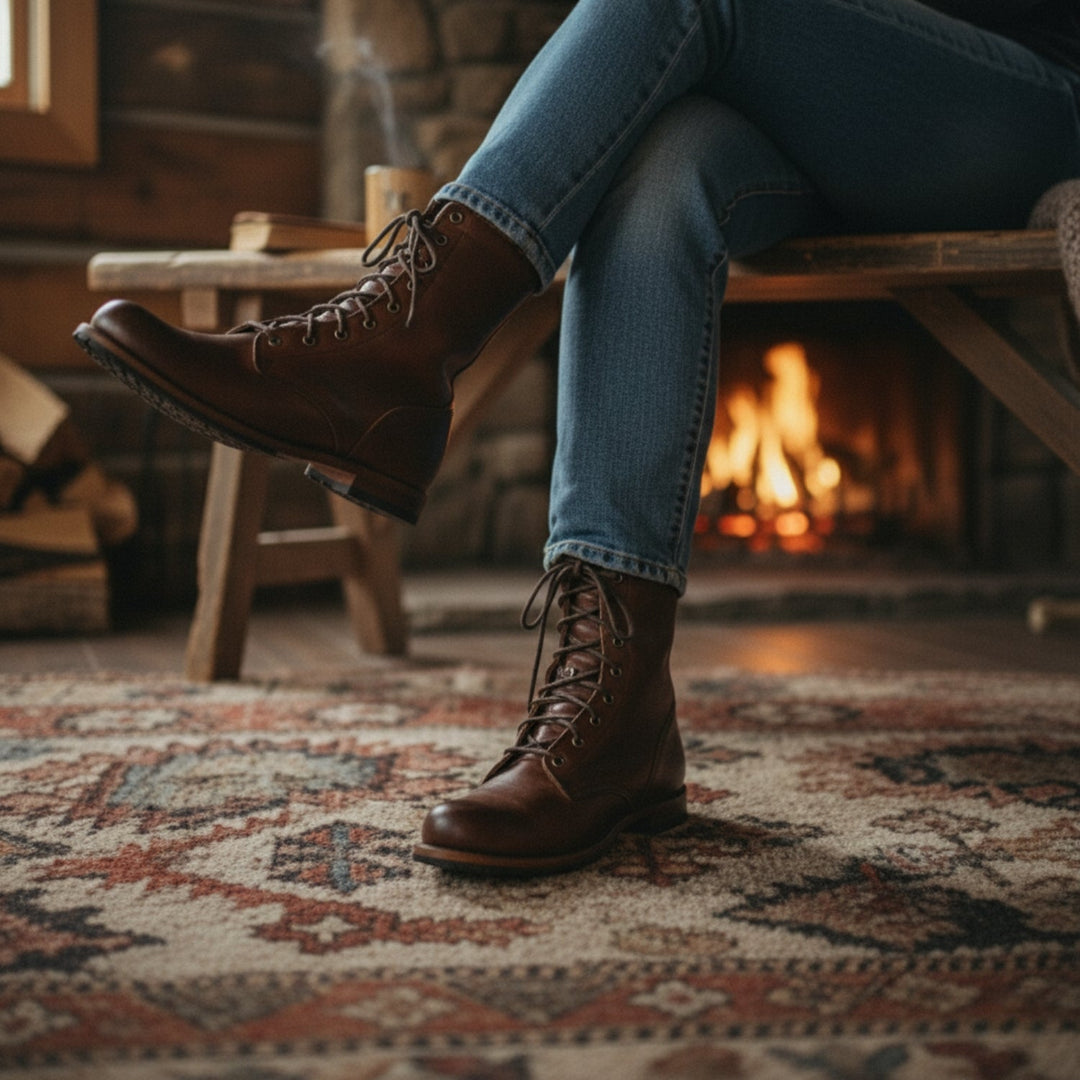 Leon | Mid-Calf Lace-Up Boots with Rounded Toe