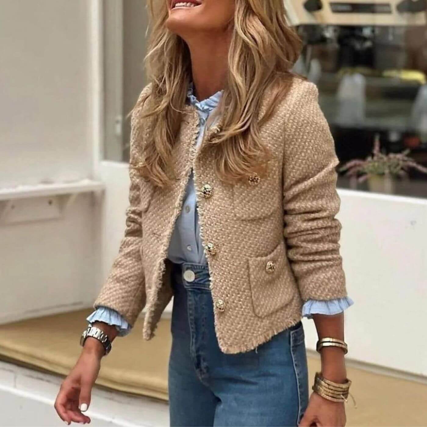Graciana | Tweed Style Button Front Jacket