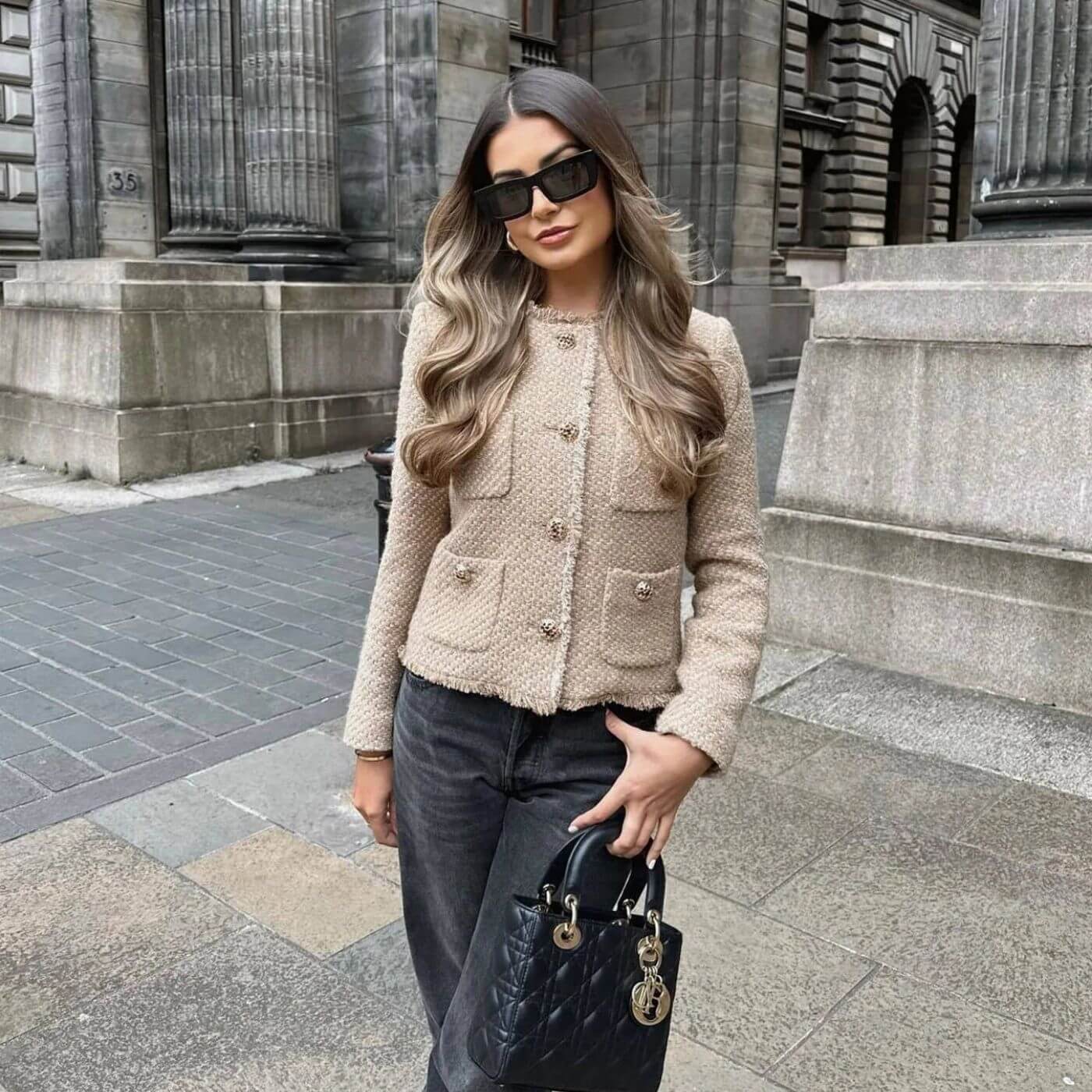 Graciana | Tweed Style Button Front Jacket