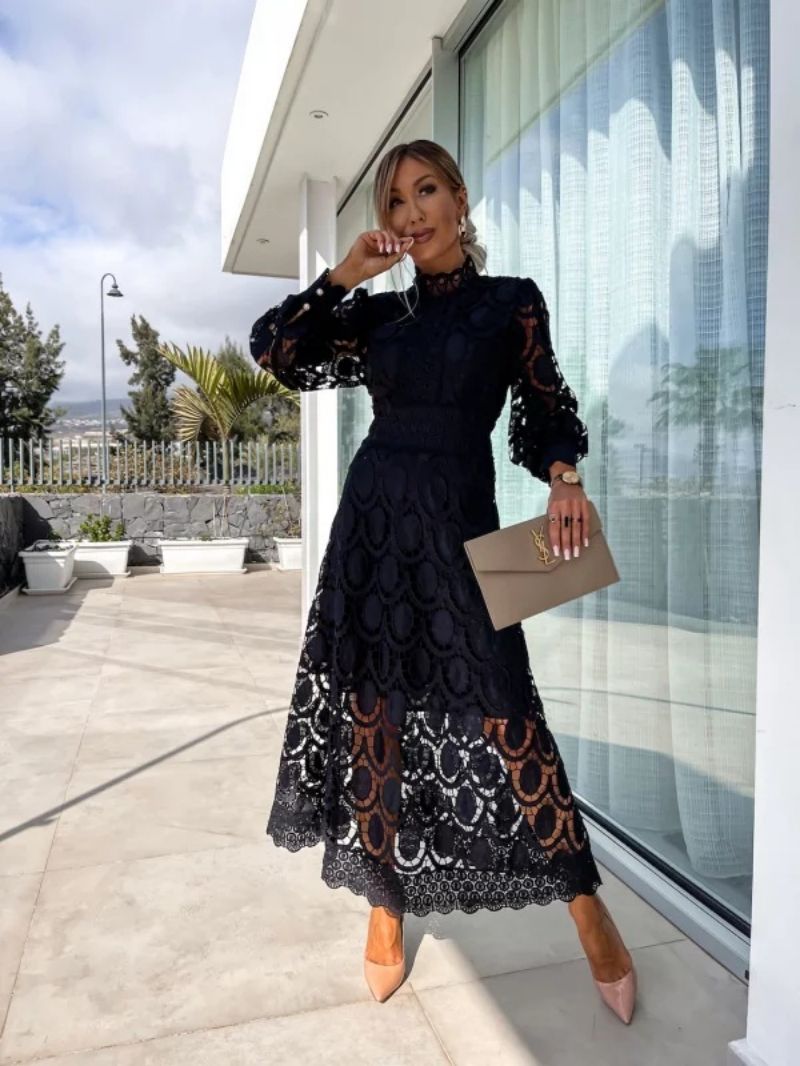 Larena | Long Sleeve Lace Midi Dress