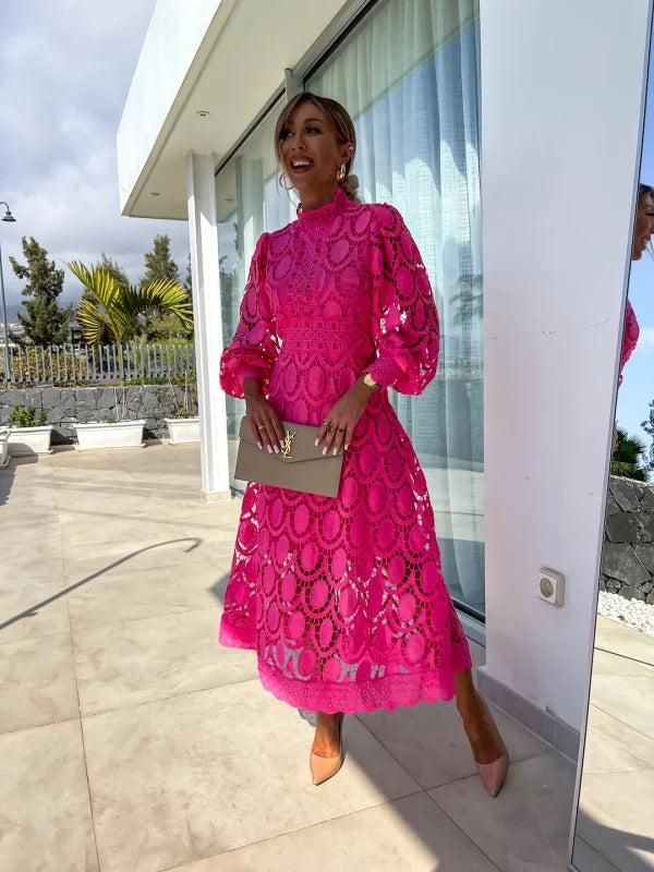Larena | Long Sleeve Lace Midi Dress