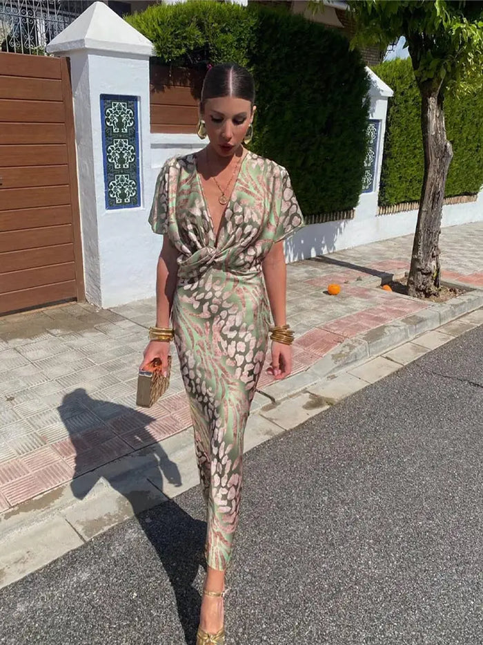 Ieva | Abstract Print Wrap Jumpsuit