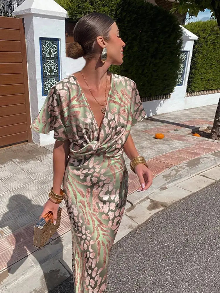 Ieva | Abstract Print Wrap Jumpsuit