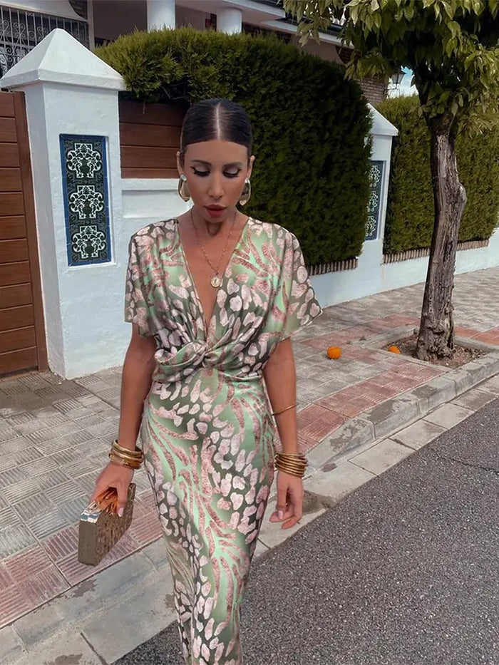 Ieva | Abstract Print Wrap Jumpsuit