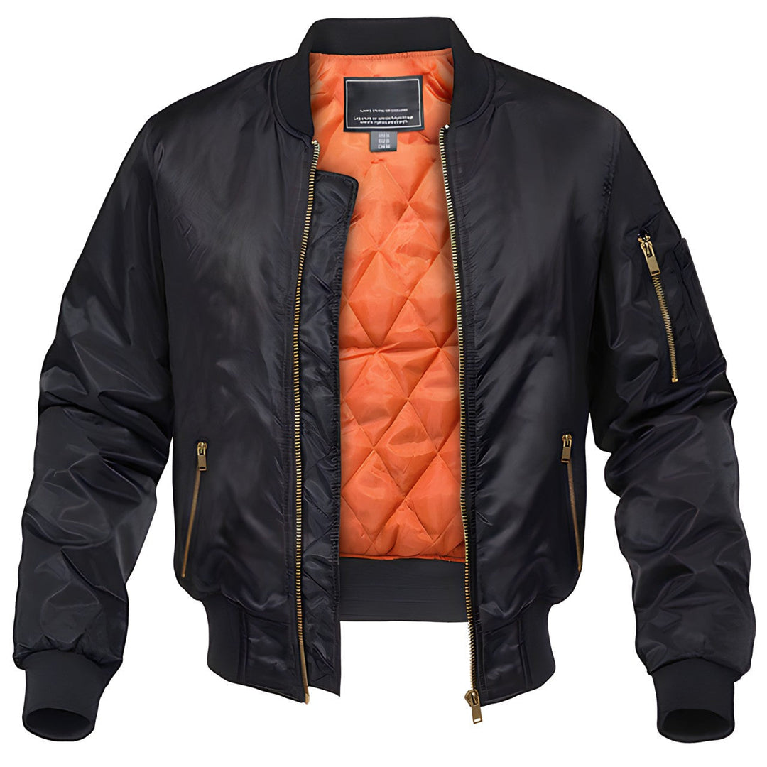 Johnson | Bomber Jacket with Ribbed Trim and Zipper