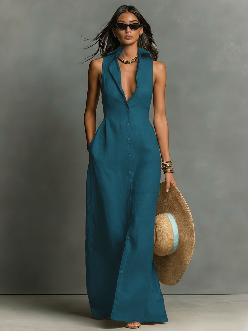 Hani | Maxi Shirt Dress with Button Front