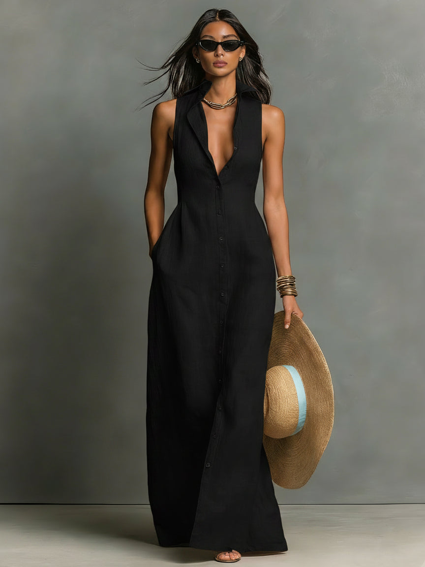 Hani | Maxi Shirt Dress with Button Front