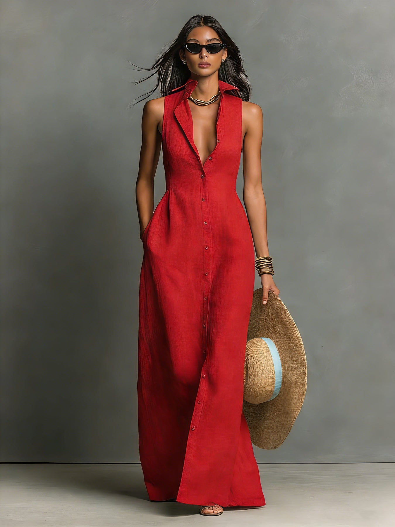 Hani | Maxi Shirt Dress with Button Front