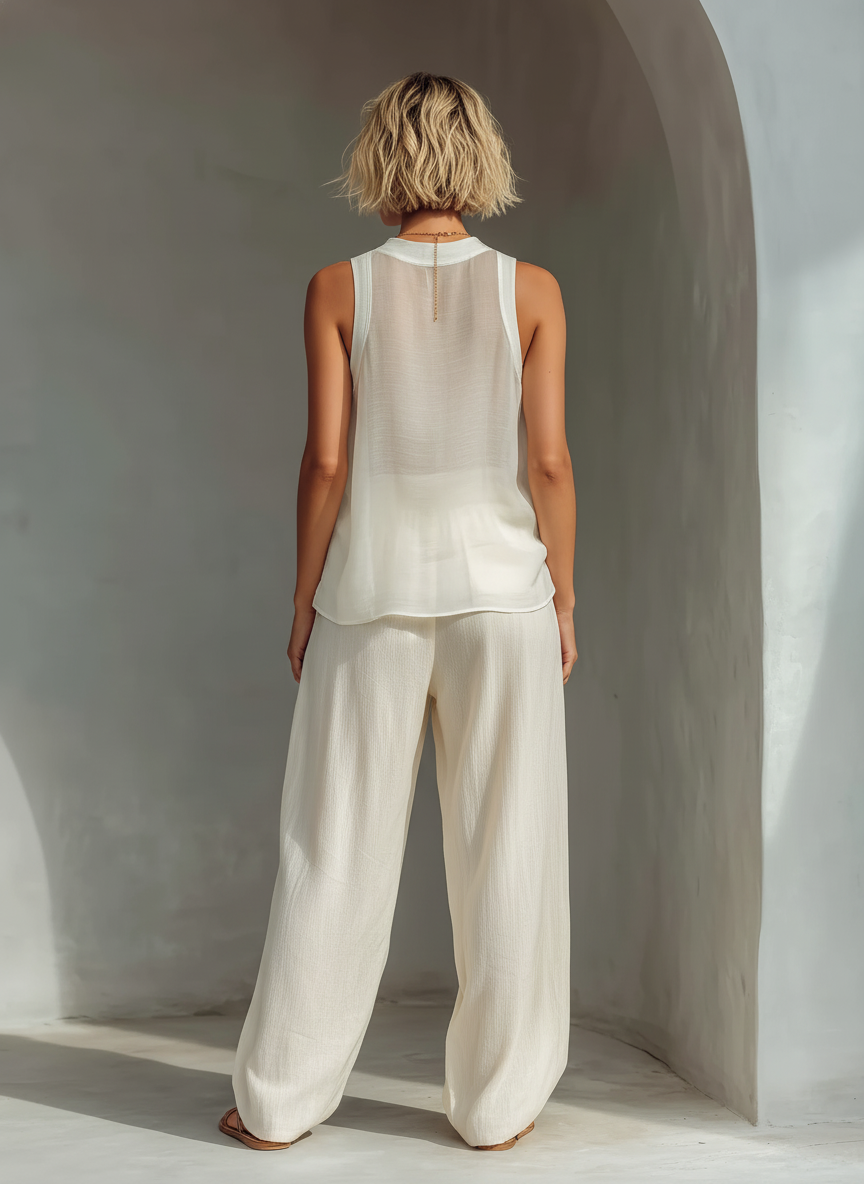 Olivian | Sleeveless Sheer Two-Piece Set