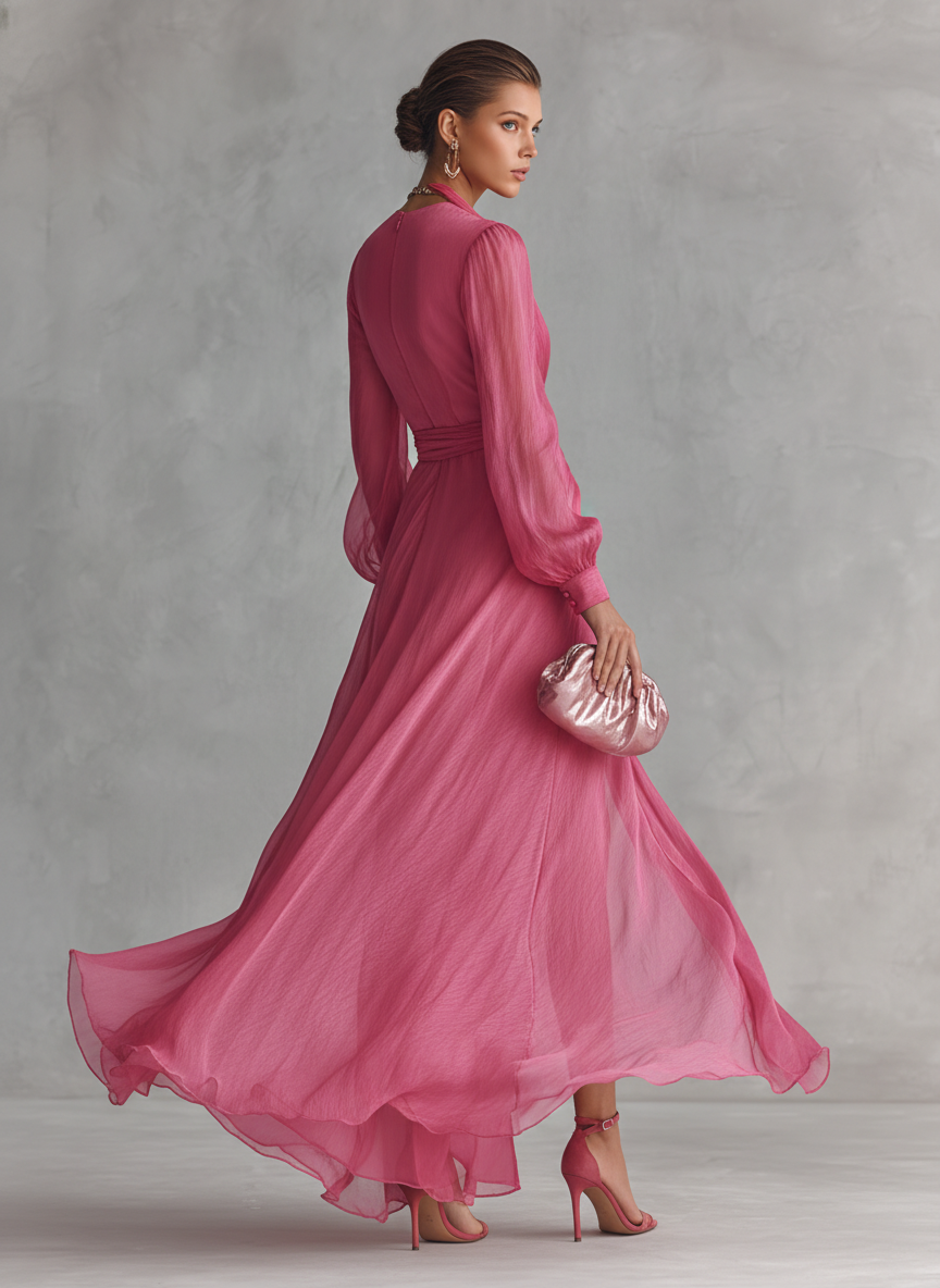 Jalesa | Long Sleeve Tie Waist Maxi Dress
