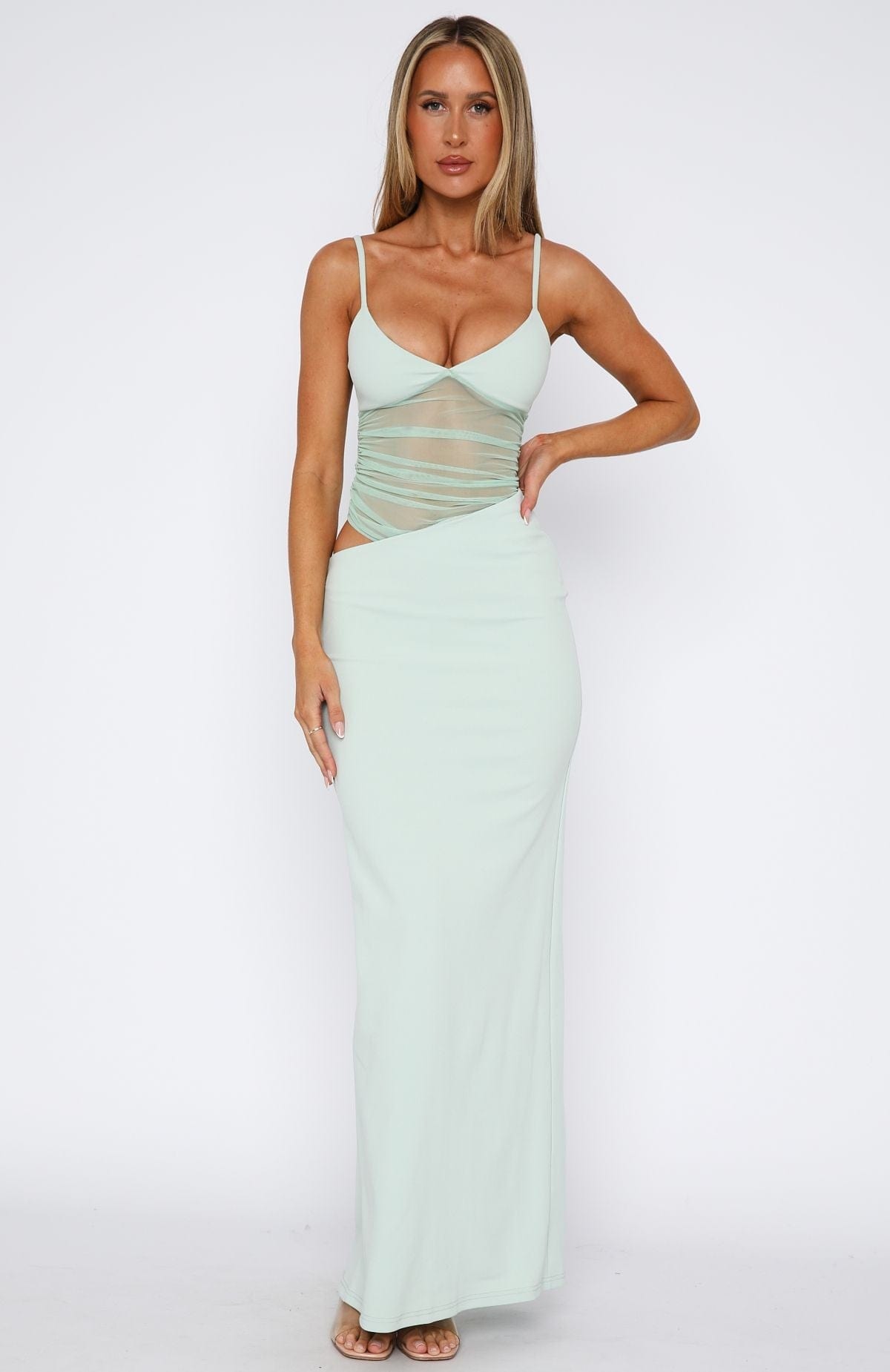 Aisling | Mesh Panel Bodycon Maxi Dress
