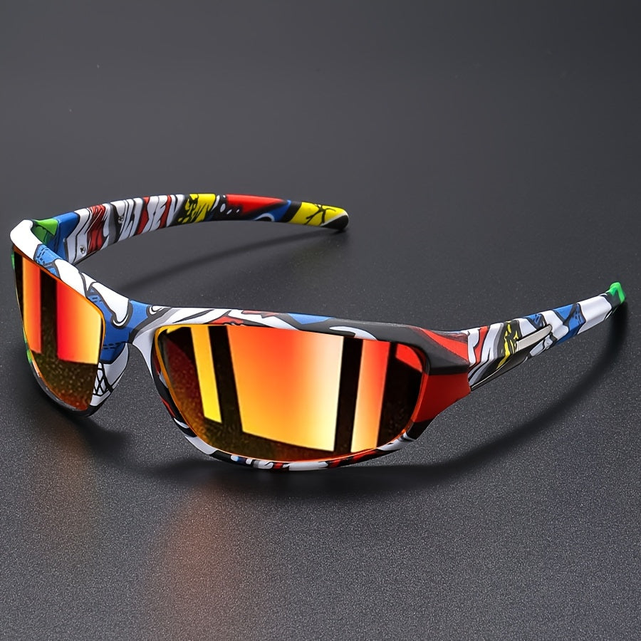 Nexoray | Wraparound Mirrored Sports Sunglasses Patterned Frame