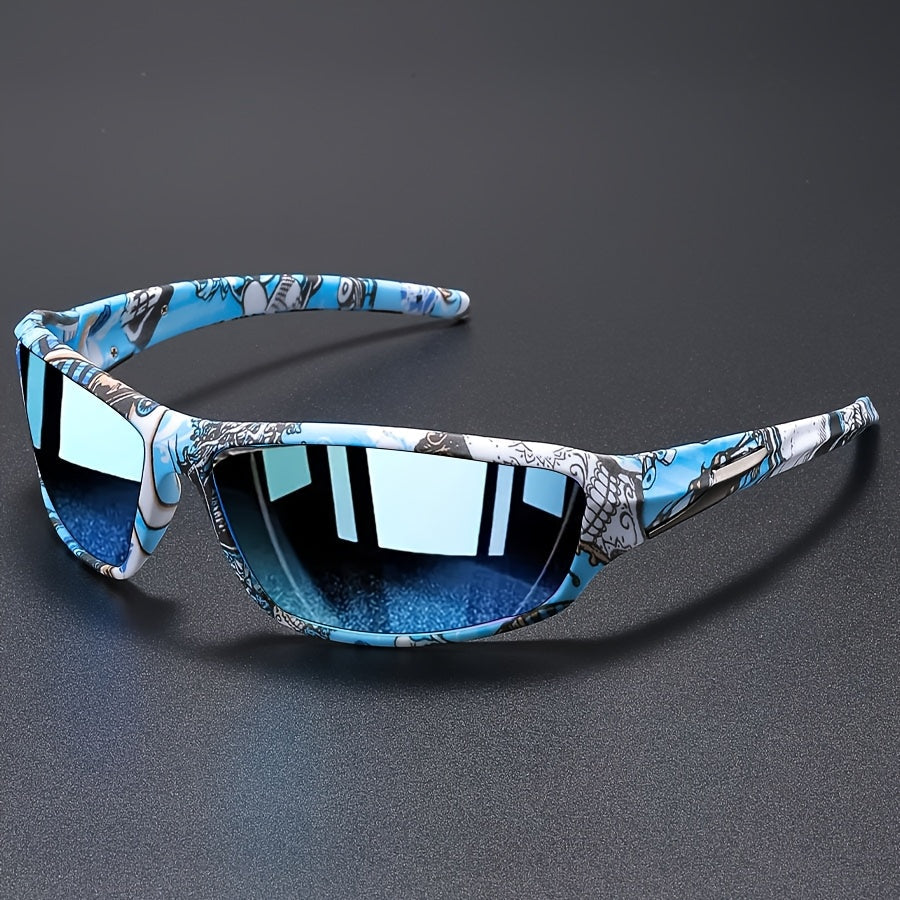 Nexoray | Wraparound Mirrored Sports Sunglasses Patterned Frame