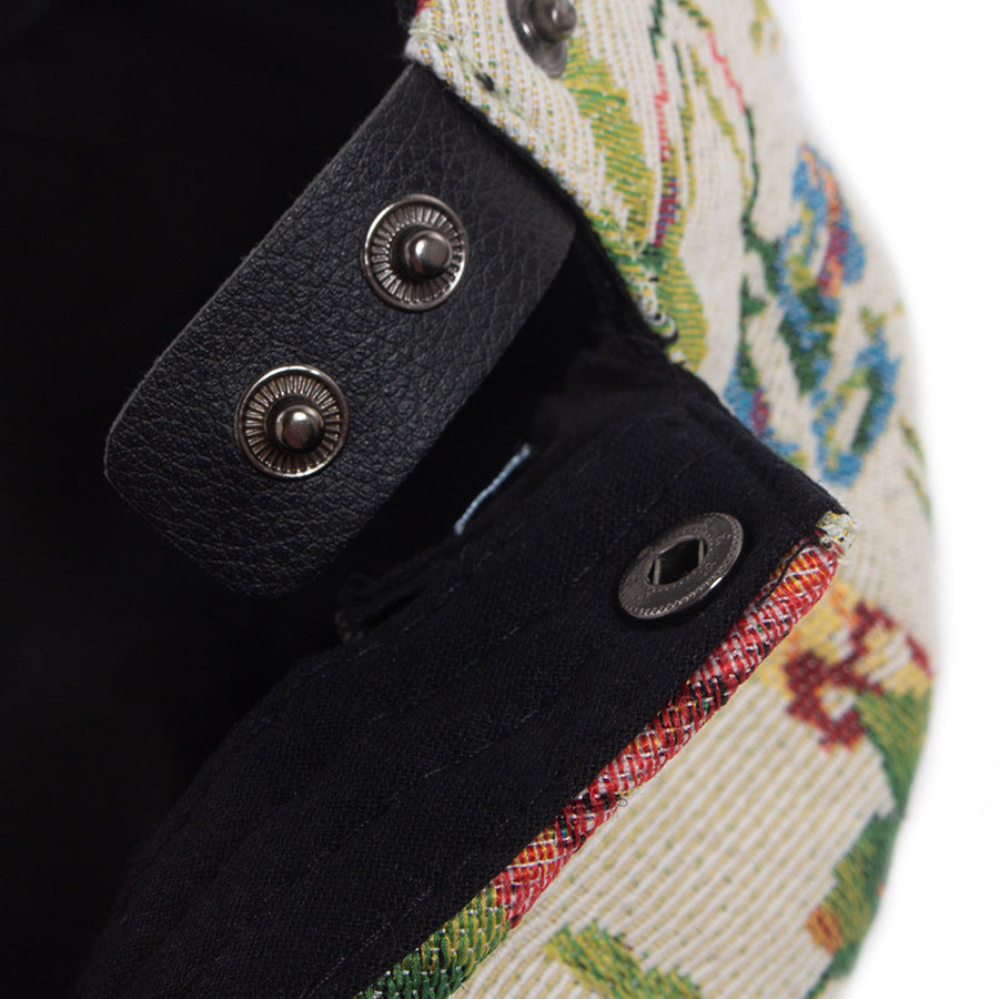 Sekou | Floral Woven Pattern Flat Cap