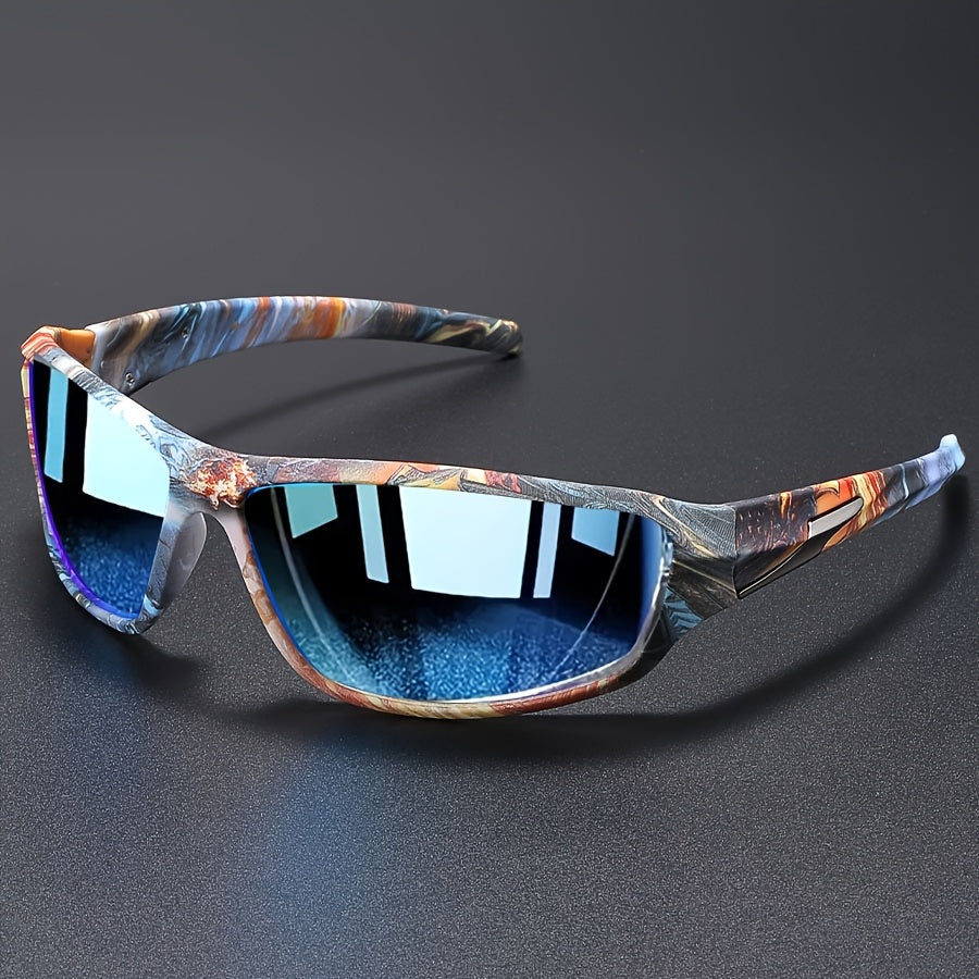 Nexoray | Wraparound Mirrored Sports Sunglasses Patterned Frame