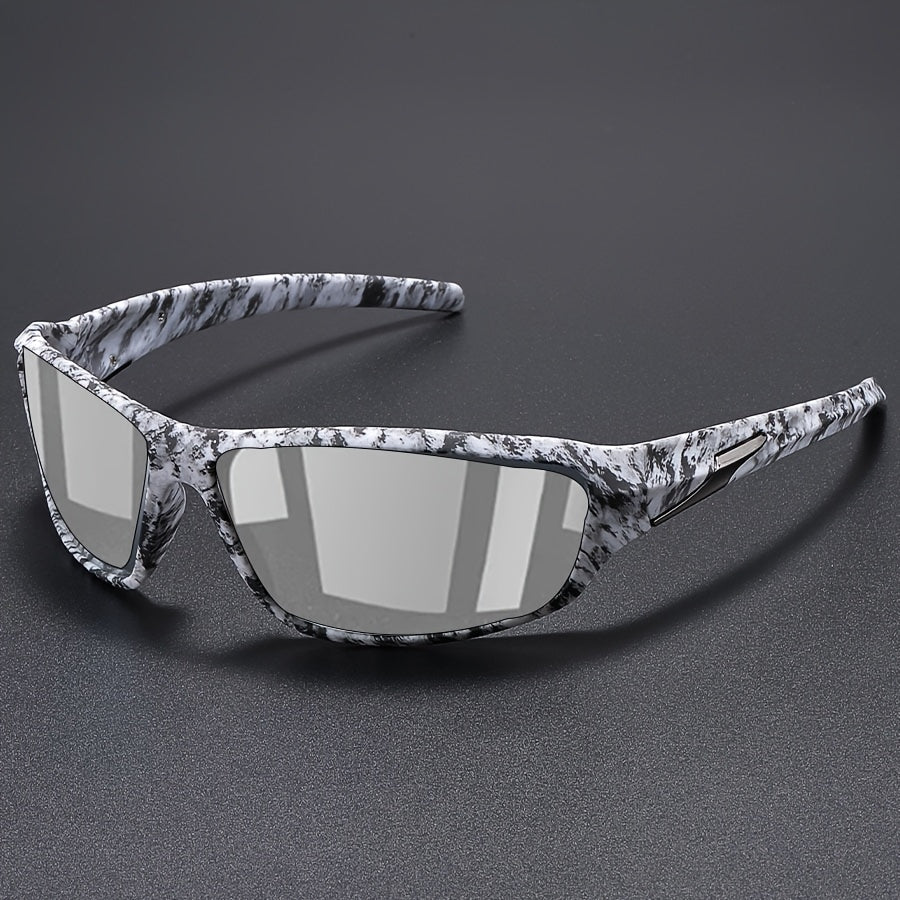 Nexoray | Wraparound Mirrored Sports Sunglasses Patterned Frame