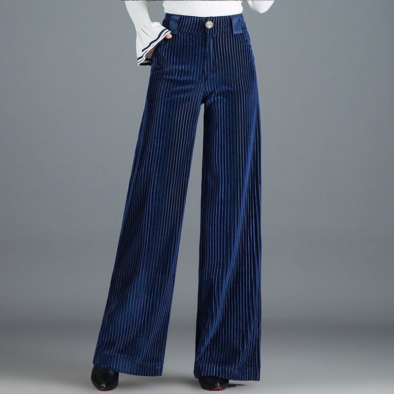 Shivila | Ribbed Wide Leg High Waist Trousers