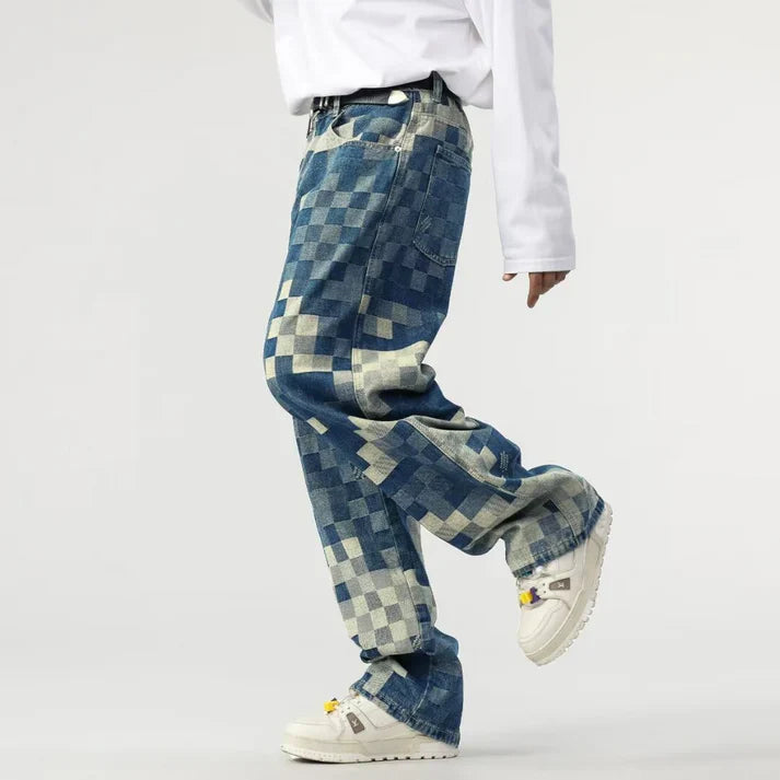 Luc - Wide Leg Mosaic Denim Jeans