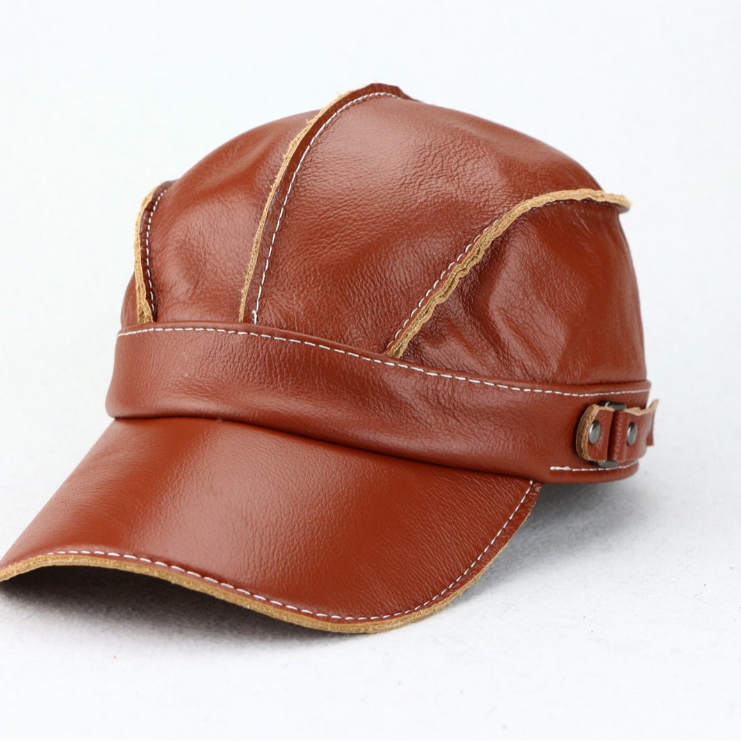 Zhak | Faux Leather Contrast Stitch Cap