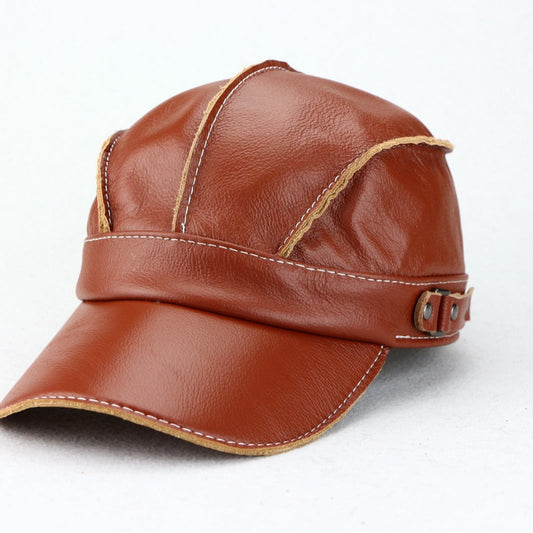 Zhak | Faux Leather Contrast Stitch Cap