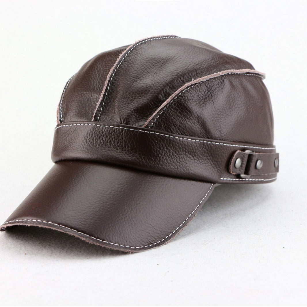 Zhak | Faux Leather Contrast Stitch Cap